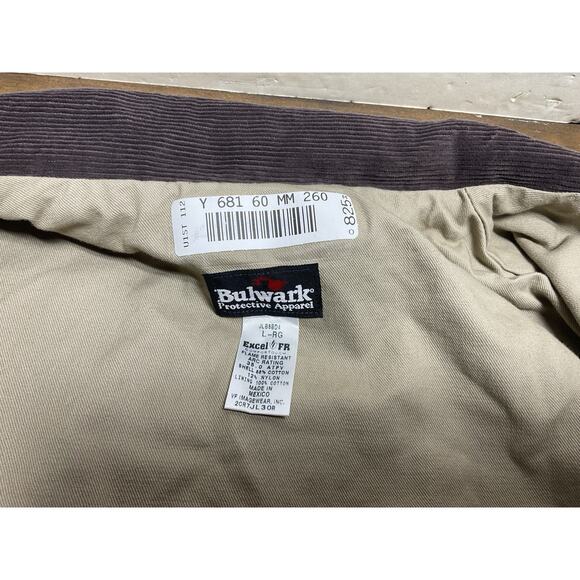 Bulwark Excel FR Midweight Jacket L-RG Brown Corduroy Collar Flame Resistant - Picture 8 of 12